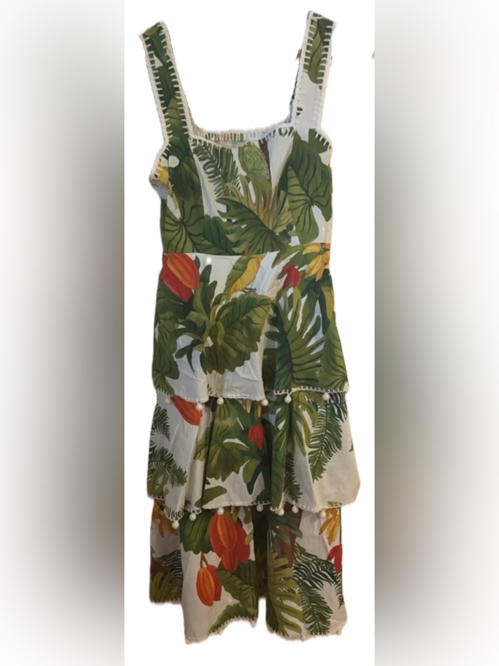 FARM Rio White Cocoa Forest Tiered Midi Dress - Picture 3 of 5